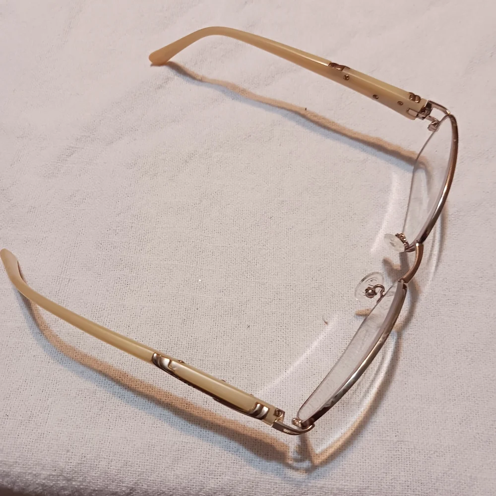 Tura Vtg MOD Pearlesence Frames Gold/ Crystal Accents